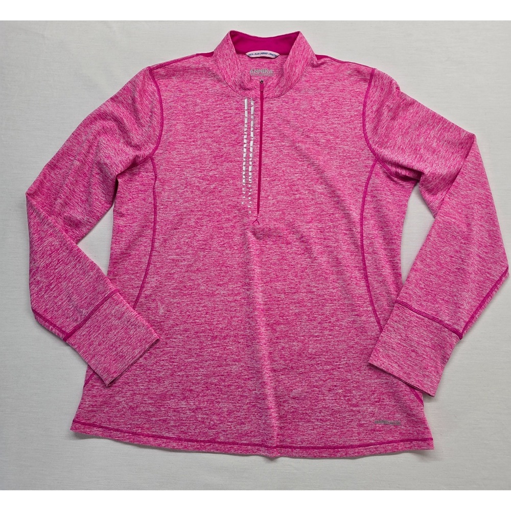 Annika Cutter & Buck 1/4 Zip Sz M Pink DryTec 50 UPF Reflective Running Jacket